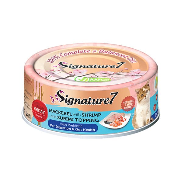 سقنتشر 7 طعام رطب للقطط بنكهة الماكريل والجمبري والسوريمي 70غ