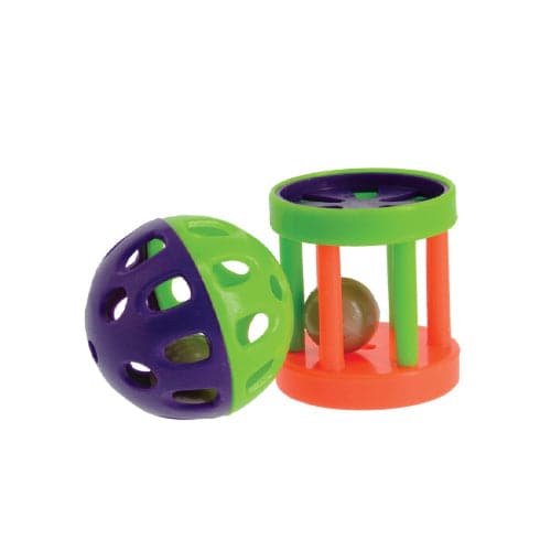 بن بلاكس للقطط لعبة كرة وطبل بلاستيك ملون مع جرس