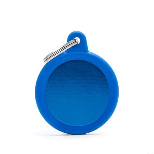 قلادة المونيوم دائرية لون ازرق بإيطار ربل