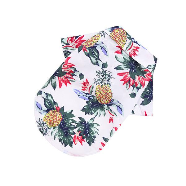 ملابس صيفية للكلاب لون ابيض مع رسمة مميزة