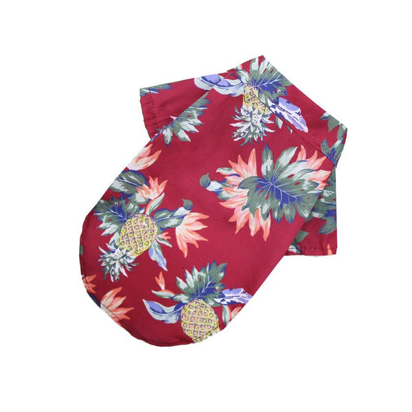 ملابس صيفية للكلاب لون احمر مع رسمة مميزة