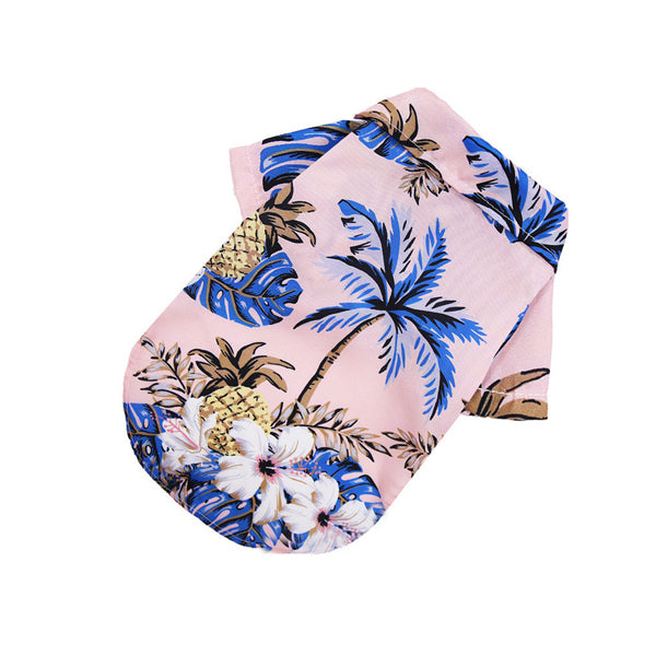 ملابس صيفية للكلاب لون زهري مع رسمة مميزة