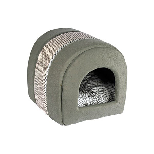 فوب تاو سرير للقطط شكل كوخ منقط
