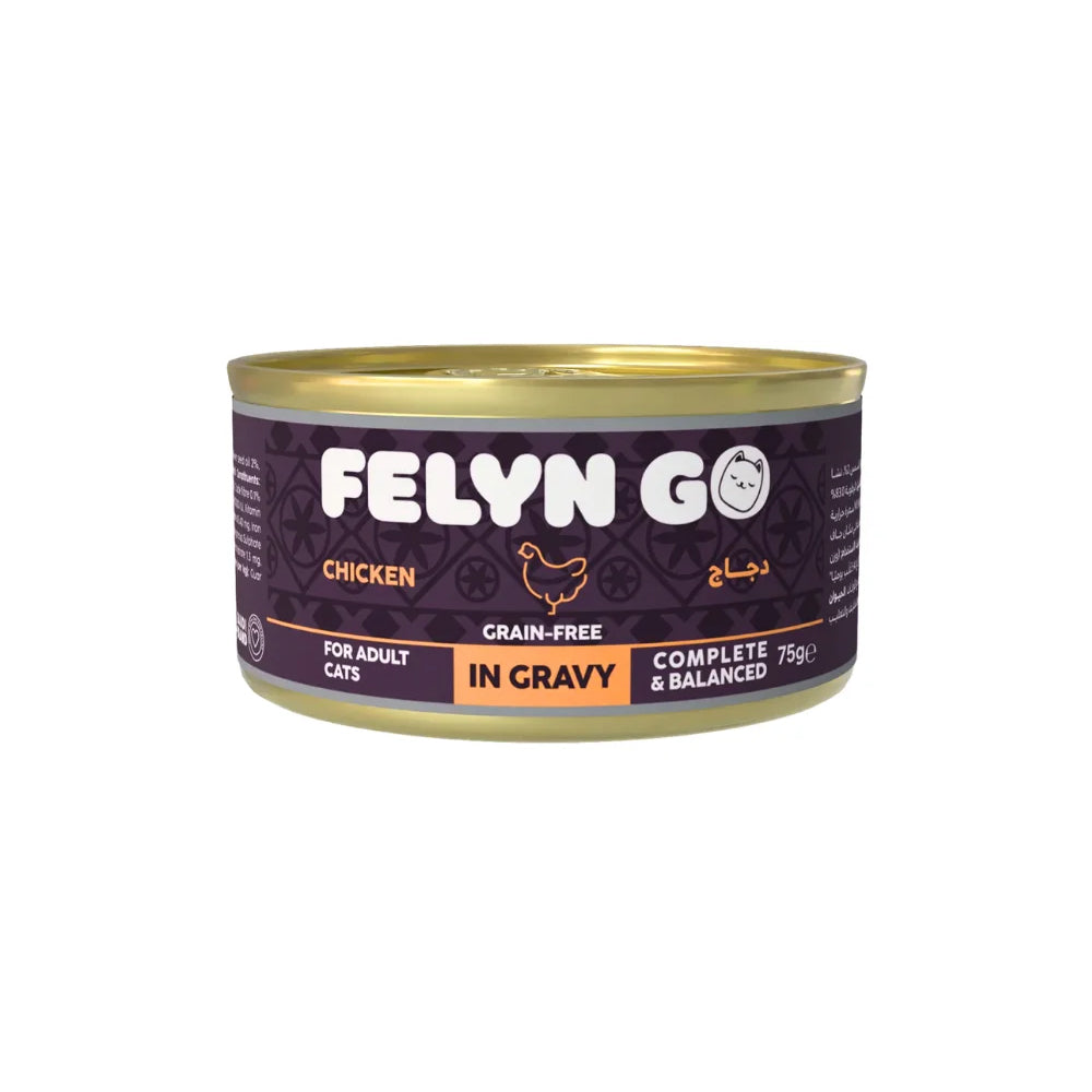 فيلاين قو طعام رطب للقطط البالغة بنكهة الدجاج في المرق 75غ