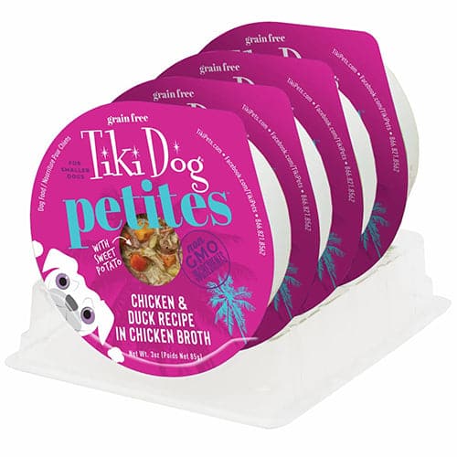 تيكي دوق طعام رطب للكلاب صغيرة الحجم لجميع الاعمار بنكهة الدجاج والبط مع المرق 4*85غ