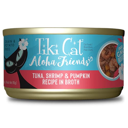 تيكي كات طعام رطب للقطط جميع الاعمار بنكهة التونة والجمبري والقرع مع المرق 85غ