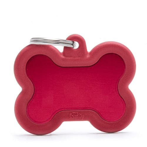 قلادة المونيوم لون أحمر على شكل عظمة بإطار ربل