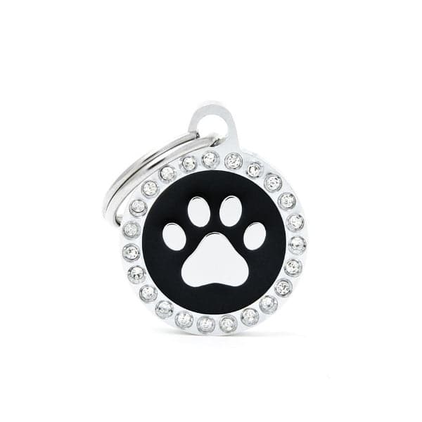 ماي فاميلي قلادة لماع أسود دائري شكل قدم صغير