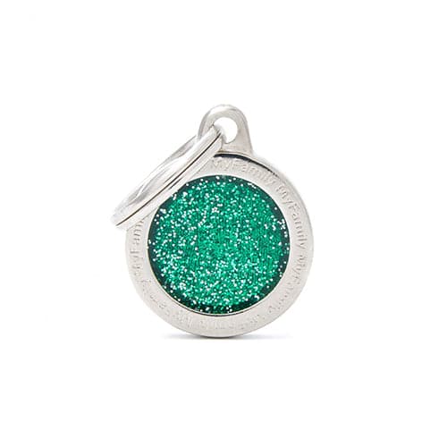 ماي فاميلي قلادة دائرية لون اخضر لامع حجم صغير