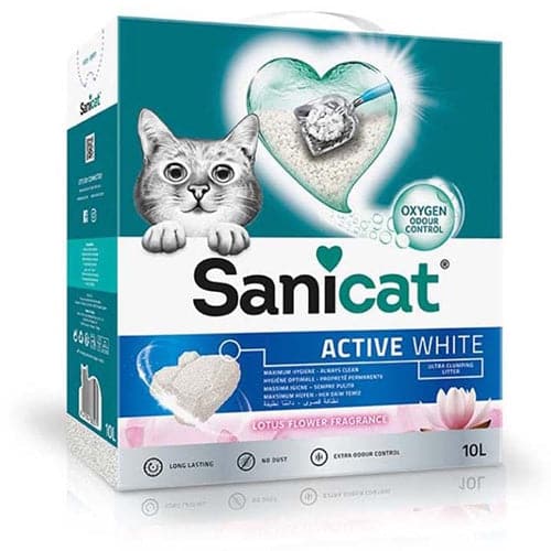 ساني كات اكتف وايت قطط رائحة زهرة اللوتس تكتل عالي 10 لتر