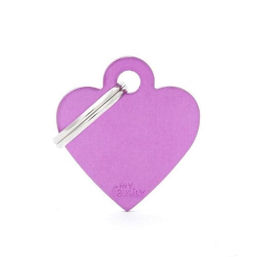 ماي فاميلي قلادة المونيوم شكل قلب لون بنفسجي حجم صغير