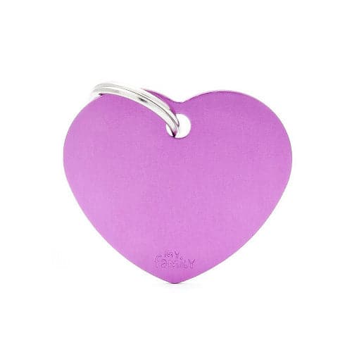ماي فاميلي قلادة المونيوم شكل قلب لون بنفسجي حجم كبير