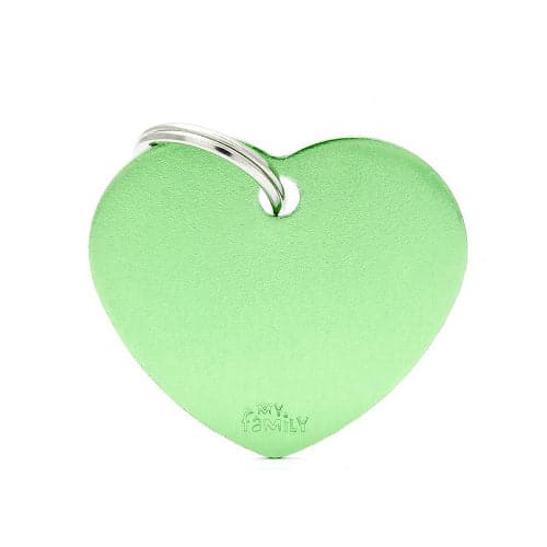 ماي فاميلي قلادة المونيوم شكل قلب لون اخضر فاتح حجم كبير
