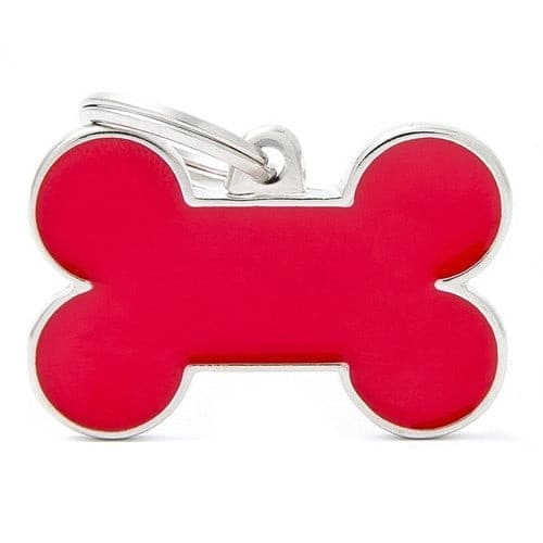 قلادة المونيوم على شكل عظمة لون احمر