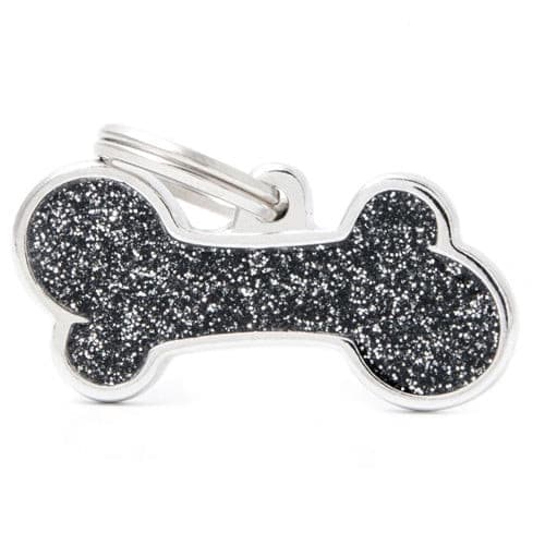 قلادة المونيوم شكل عظمة لون اسود لامع