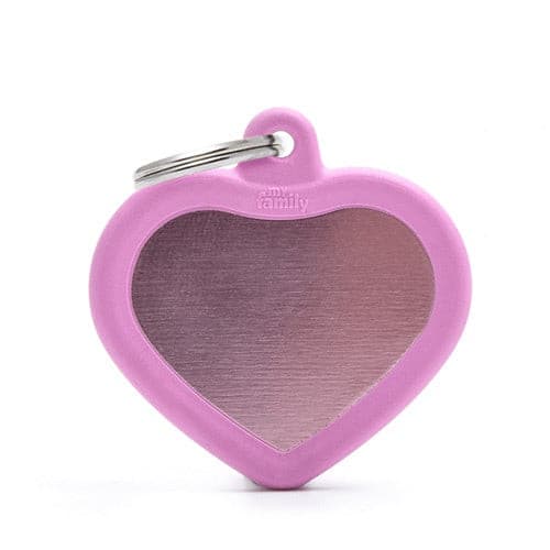 قلادة المونيوم لون زهري على شكل قلب بإيطار ربل