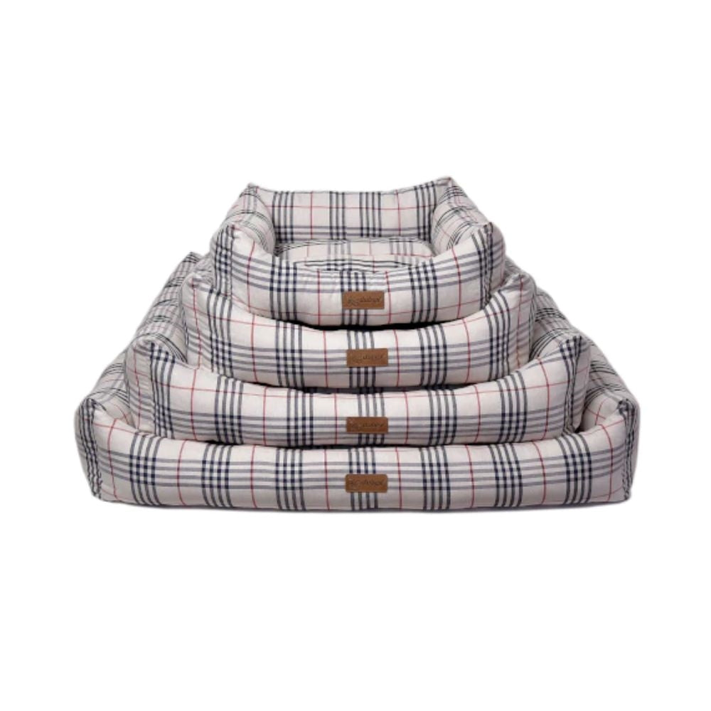 فيلاين قو سرير مستطيل كاروهات للقطط والكلاب لون رمادي فاتح