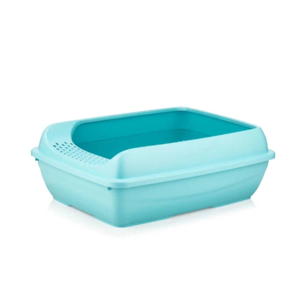 فلاين قو حوض رمل مفتوح مع مصفاة ومجراف للقطط لون سماوي