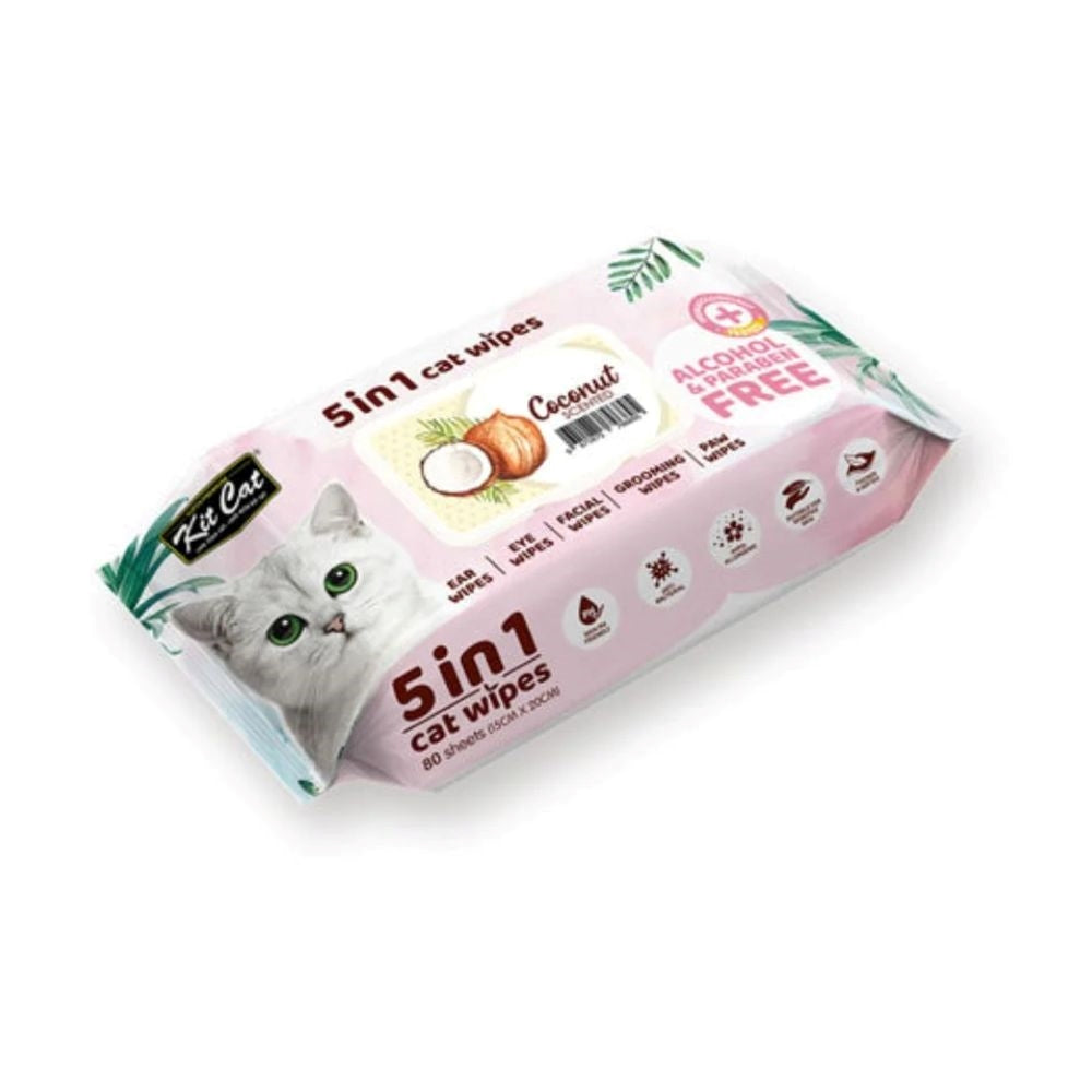 كت كات مناديل معطرة 5 في 1 برائحة جوز الهند 80 منديل