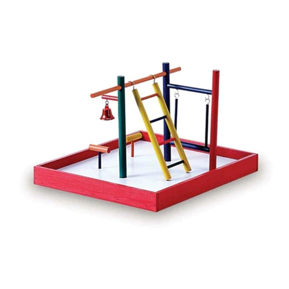 بلاي جراوند حديقة العاب مع سلم وجرس للببغاء مناسبة للطيور ذات السلالات الصغيرة