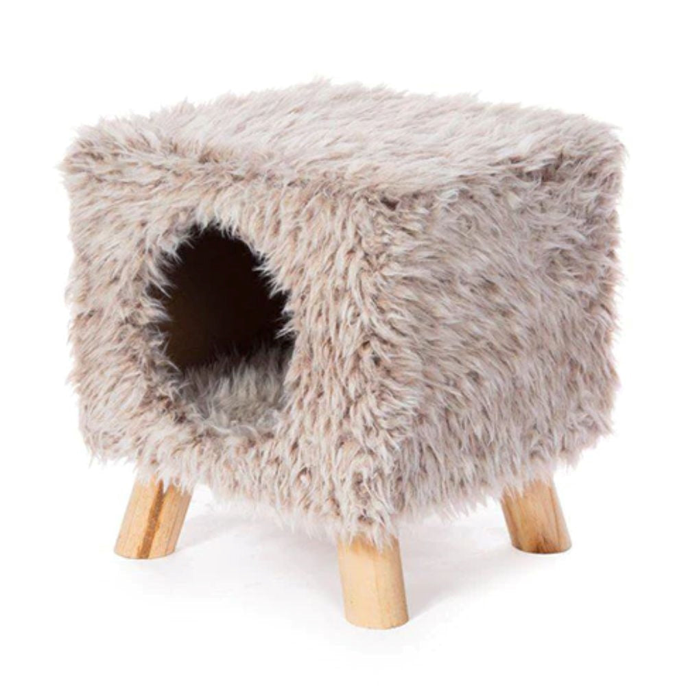 كيتي باور باوز سرير للقطط شكل مكعب لون بيج