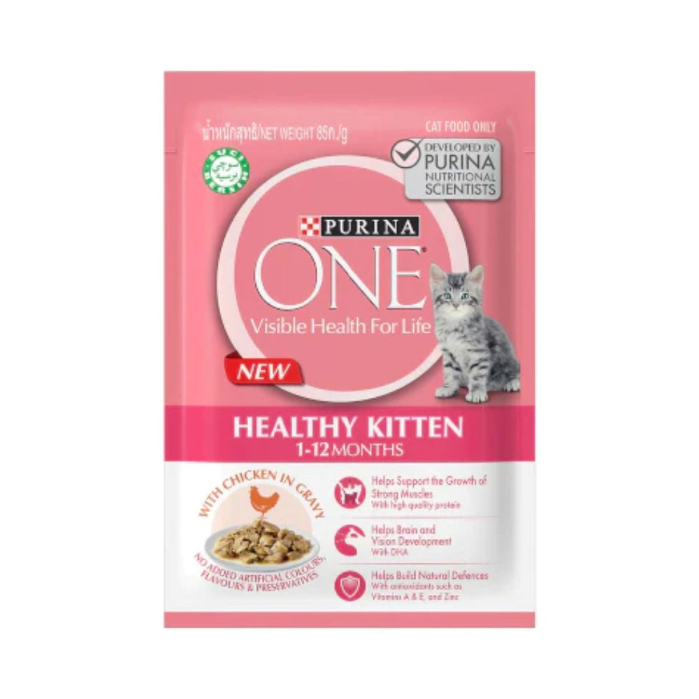 بيورينا ون هيلثي طعام رطب للقطط الصغيرة بنكهة الدجاج بالمرق 85غ