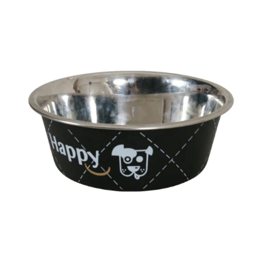 زولكس هابي صحن ستاينلس ستيل للكلاب مقاوم للصدأ مانع للإنزلاق لون اسود